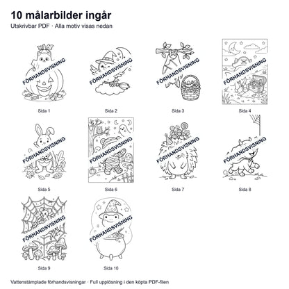 Målarsidor Halloween Djur - Nerladdning