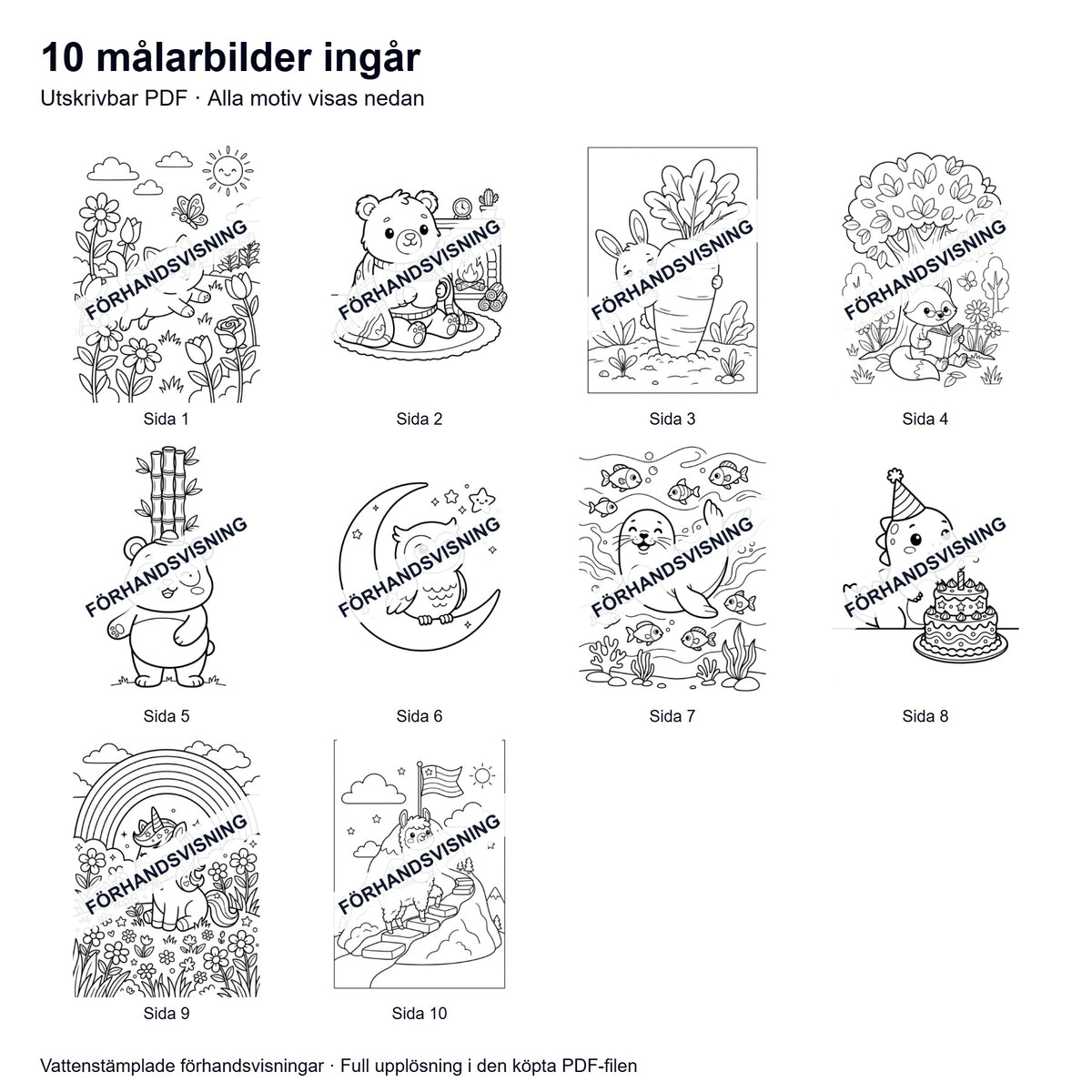 Målarsidor Djur - Nerladdning