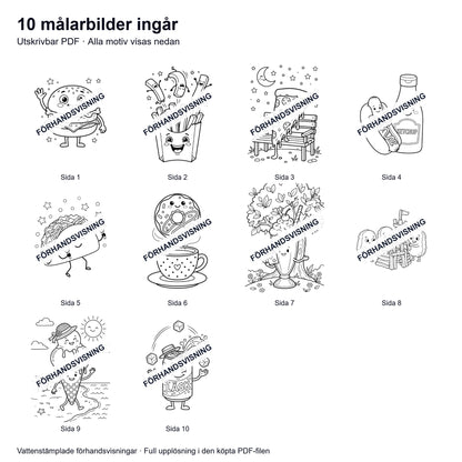 Målarsidor Snabbmat - Nerladdning