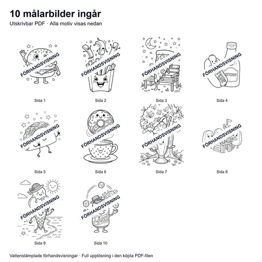 Målarsidor Snabbmat - Nerladdning