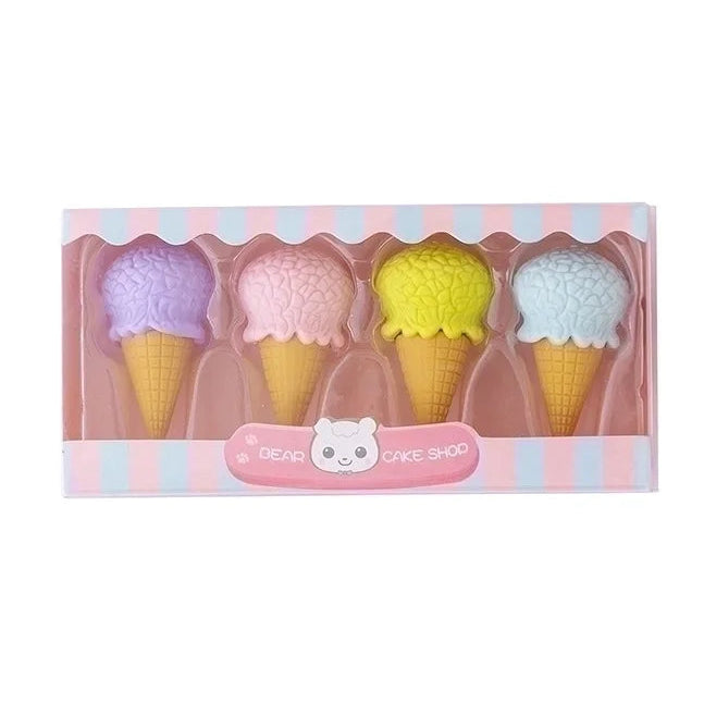 Glass-sudd 4-pack - Kawaii suddgummi set för skrivbord och skola