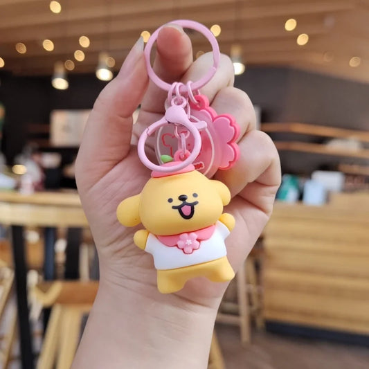 Söt gul hund nyckelring - Kawaii väskaccessoar för anime-stil