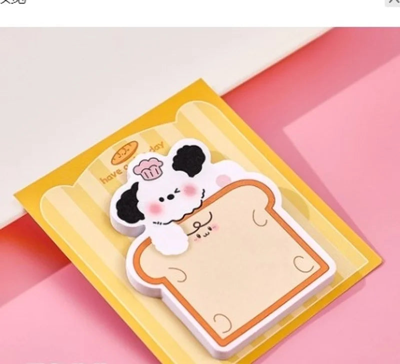 Söta Hund Toast Post-it Lappar - Kawaii Anteckningar för Stationery Fans