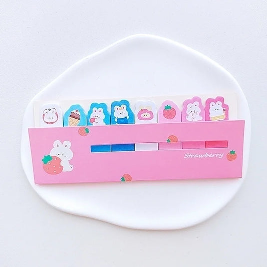 Söta jordgubbs-postit lappar - Kawaii mini-stationery för anteckningar