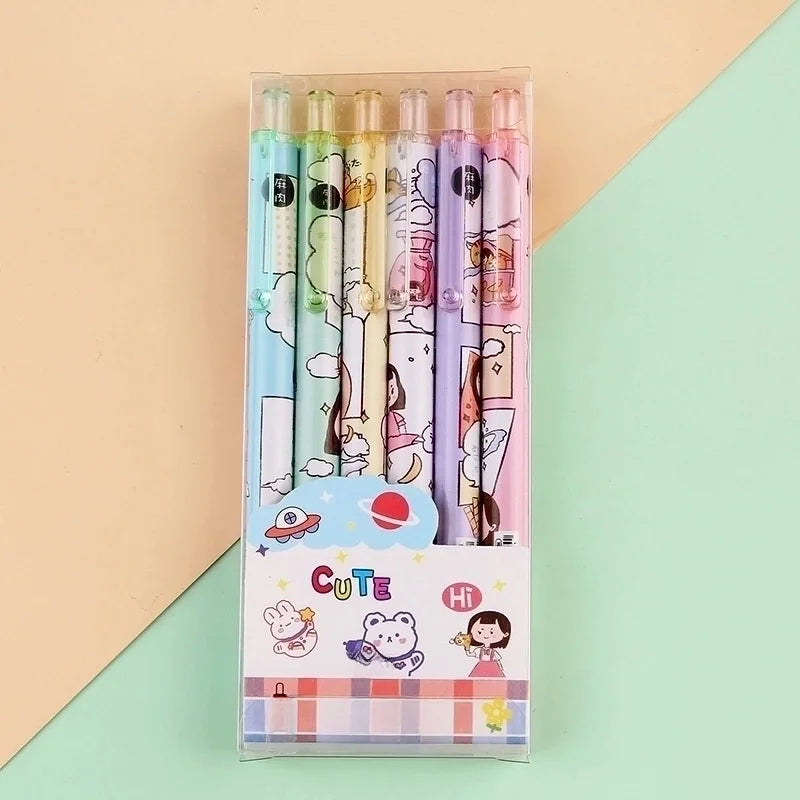 Kawaii Pennor 6-pack - Söta Skrivmaterial för Skola & Kontor