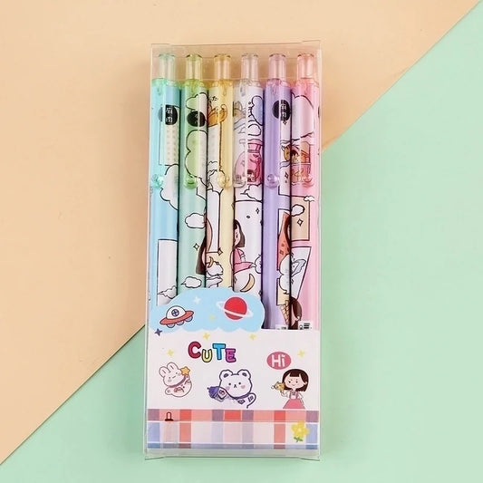 Kawaii Pennor 6-pack - Söta Skrivmaterial för Skola & Kontor