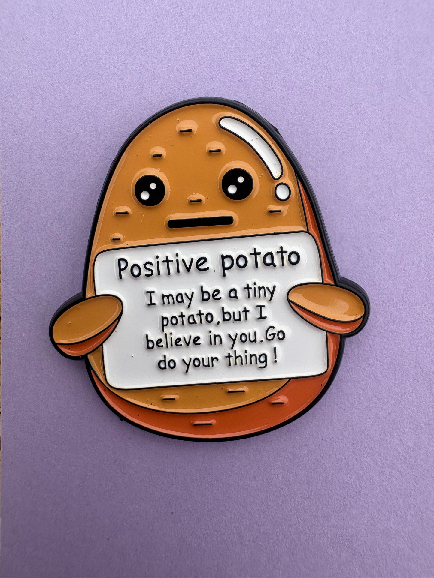 Kawaii Pin - Positive Potato Mini Nål med Peppande Text för Väskor & Kläder
