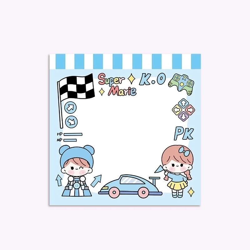 Blått Kawaii Postit-Block - Söt Stationery för Skola & Kontor