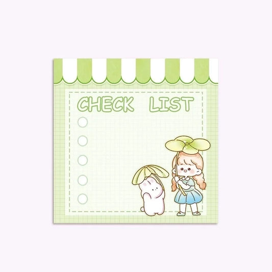 Grönt Kawaii Postit-Block - Sött Anteckningshäfte för Skola & Vardag