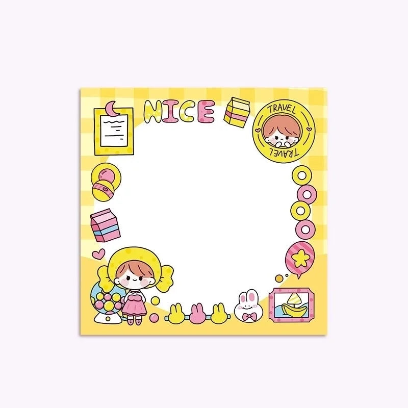 Gult kawaii postitblock - Gulligt anteckningshäfte för planering och meddelanden