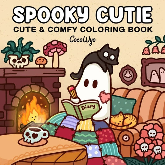 Målarbok för vuxna och barn - Spooky Cuties Spöke - Kawaii Halloween