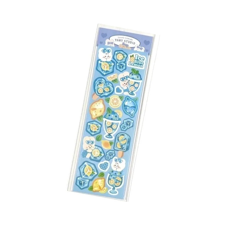 Kawaii Stickers Ark Ice Blue Lemon - Bullet Journal & Pyssel Dekoration