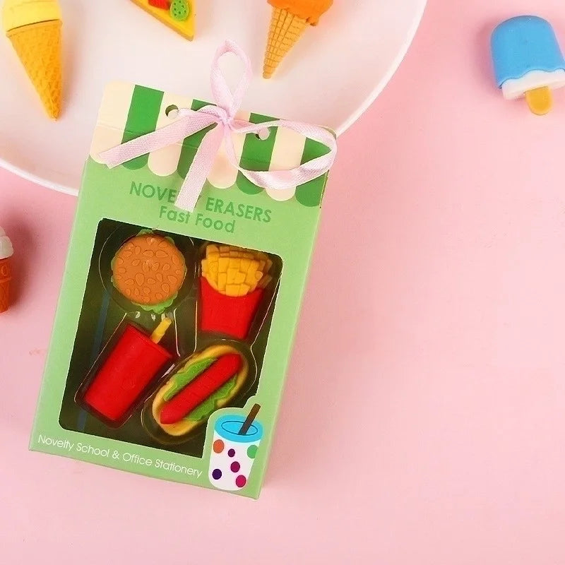 Söta suddgummin snabbmat - Kawaii skolmaterial & skrivbordsaccessoar