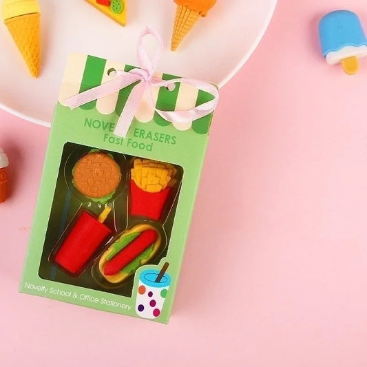 Söta suddgummin snabbmat - Kawaii skolmaterial & skrivbordsaccessoar