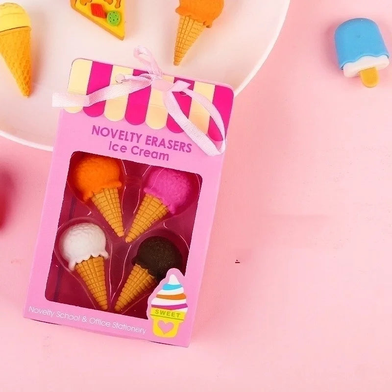 Söta glassformat suddgummi - Kawaii skrivbordsaccessoar för animefans